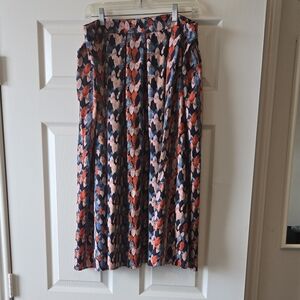 Shein | Pleated Navy Floral-Print Midi Skirt